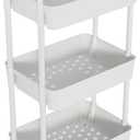 Laiensia 3-Tier Rolling Cart with Wheels,Multifunction Utility Storage Carts, Kitchen Storage Organizer,Mobile Shelving Unit for Bathroom,Laundry,with Classified Stickers,White