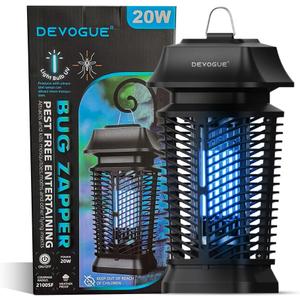 DEVOGUE Electric Bug Zapper - Electric Blue Violet Attract Insect Light - Modern Stylish Mosquito Fly Killer - Fly Mosquito Control Bug Zapper Outdoor & Home and Kitchen (Black)