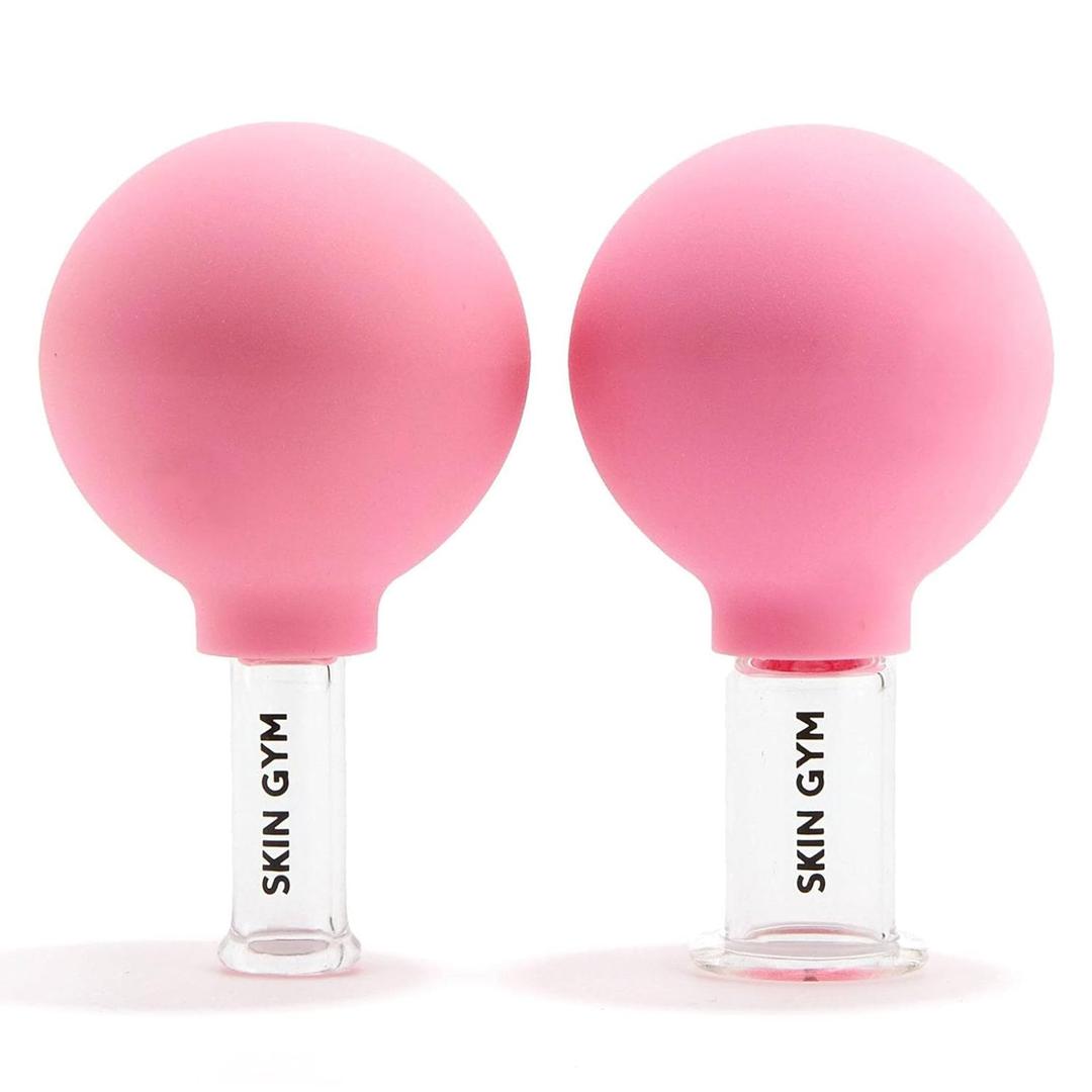 Skin Gym Facial Cupping Set for Face & Neck  Glass Face Cupping Therapy Tools for Lymphatic Drainage, Depuffing & Sculpting Jawline and Chin, Anti-Aging Facial Massage Cups, 2-Piece Set