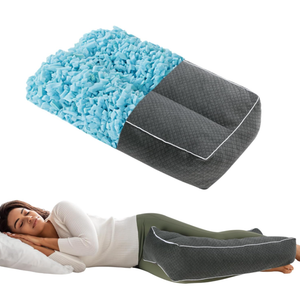 HOMBYS Shredded Memory Foam Knee Pillow for Side Sleepers, 6.5" Height Pillow Between Legs for Aligns Spine & Relieves Pressure Hip & Leg Elevation, Supportive Pillow for Pregnancy, Sciatica, Grey