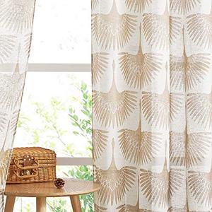KGORGE Natural Linen Curtains - Semi Sheer Curtains 84 inches Long Geometric Print Window Decor Privacy Protect Light Filtering Drapes for Bedroom Office Basement, 2 Panels, Taupe, Size: 52"W x 84"L