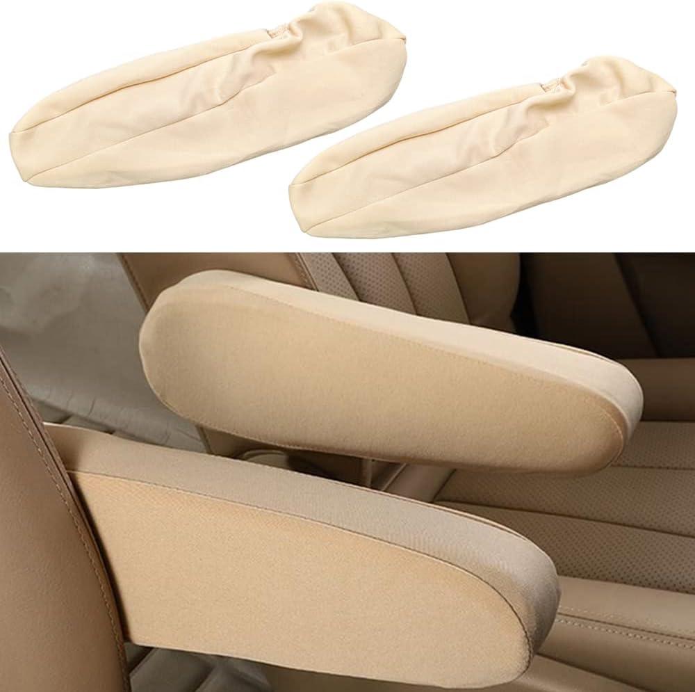 Moyishi Universal Fit Automotive Black Cloth Fabric Armrest Covers for Cars,Trucks, SUVs, and Vans (Cream)