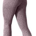 Women's Ribbed Knit Flared Pants, Stretchy Fitted Bell Bottom Yoga Pants (Pale Pinkish-grey, XS)