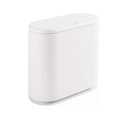 IEEK 12 Liter Rectangular Plastic Trash Can with Press Top Lid,White Modern Wastebasket Thin Trash Cans,3.2 Gallon Garbage Container Bin for Bathroom,Bedroom,Kitchen,Office and Powder Room, White