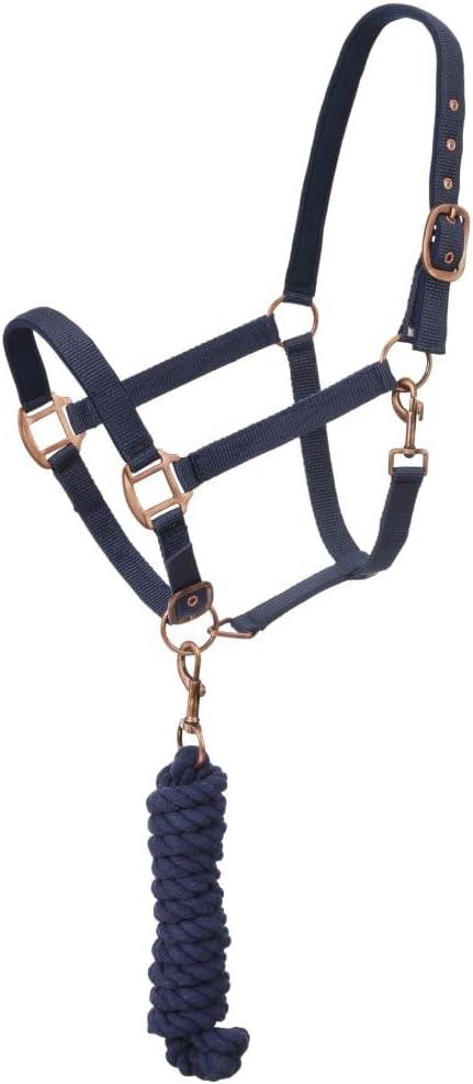 Tough1 Padded Horse Halter with Antique Hardware and Lead Rope