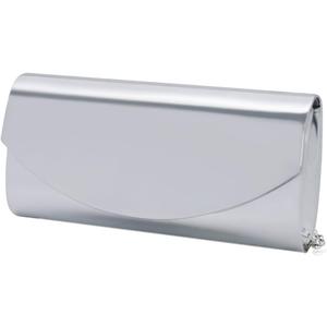 Larcenciel Metallic Patent Leather Clutch Purses for Women, Fashion Curved Flap Envelope Evening Handbags w/Chain Party Bags