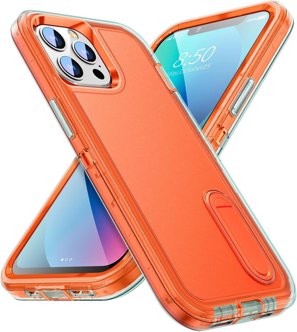 ZCDAYE Case for iPhone 14 Plus (6.7 inches), iPhone 14 Plus case with Kickstand, 3-Layer Full Body Dropproof Shockproof Protective Durable Rugged Cover Case for iPhone 14 Plus (6.7 inches) - Orange