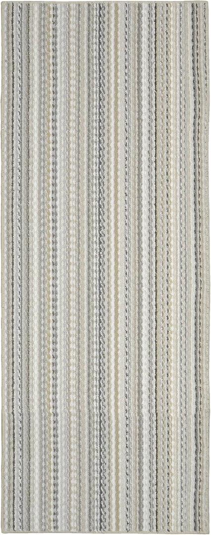 Garland Rug Carnival Stripe Non-Slip Recycled 3' x 8' Random Earthtone Stripes Area Rug  Modern, Stain-Resistant, Ideal for Living Rooms & High-Traffic Areas (3' x 8' (Rectangular), Assorted Earth Tones (Colors Will Vary))