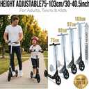 Non-Electric Scooters for Kids 8-12, Teens & Adults - Foldable Commuter Scooter with 8" Wheels, Bell, Hand Brake & Adjustable Height 30"-40.5", 220LB Capacity, Manual Push Scooter for Campus & Park
