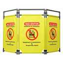 3 Panels Safety Barricade, Heavy Duty PVC Foldable Security Barrier Gate,Visibility Caution Symbol Traffic Fence with DO NOT Enter Sign, Portable Elevator Maintenance Caution for Construction