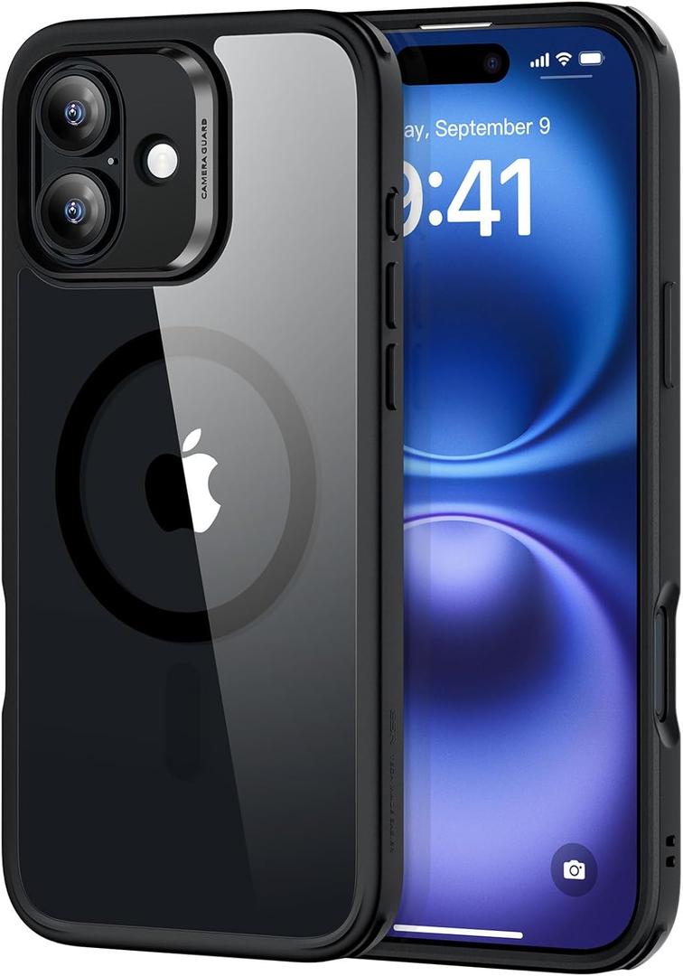 ESR for iPhone 16 Plus Case, Compatible with MagSafe, Shockof Military-Grade tection, Magnetic Phone Case for iPhone 16 Plus, Classic Hybrid Case (HaloLock), Clear Black