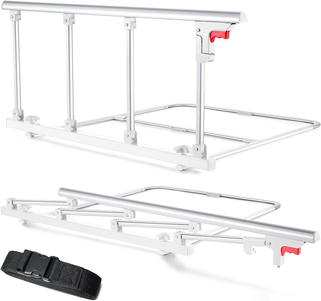 Bed Rails for Elderly Adults Safety, Folding Bedside Assist Rail Handle, Fall Prevention Safety Hand Guard Grab for Seniors & Surgery Patients, Fit King, Queen, Full, Twin(Tool-Free Assembly) (Folding Bed Rail)