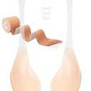 TITU Plunge Strapless Pushup Bra  Silicone Sticky Bra Adhesive Backless Bras for Large Breasts G Beige