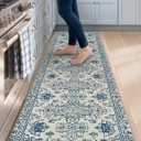 24x87 DEXI Kitchen Floor Mats Cushioned Anti Fatigue Runner Rug Blue and White