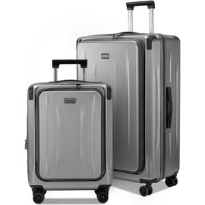Premium Carry On Luggage, 20Inch&29 Inch Top Opening Airline Approved ABS+PC Hard Shell Suitcases with Silent Wheels, TSA Lock,Front Pocket and Wet-dry Separated Six-piece Set (Dark Grey)