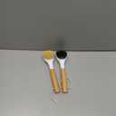 Holikme 3 Pack Dish Brush Set with Bamboo Handle, Kitchen Brushes for Cleaning Pot, Sink and Stove, Skillet Scrubber with Tough Bristles for Cast Iron Grill Pan, Yellow White Black