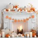 8.2 ft Fall Decorations Wooden Polka Dot Pumpkin Garland Thanksgiving Fall Banner Rustic Farmhouse Wood Bead Garland Halloween Pumpkin Hanging Decor for Fireplace Mantel Wall Home Window (Orange)