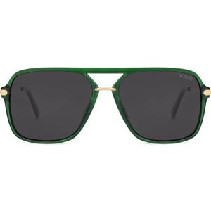 SOJOS Sunglasses for Women & Men, Square, Retro, Polarized Lens, Trendy Aviator, 90s Shades (Green/Grey)