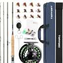 TOPFORT Fly Fishing Rod and Reel Combo Starter Kit, 4 Piece Lightweight Ultra-Portable Graphite Fly Rod Complete Starter Package with Carrier Bag, Large Color: 5/6# 2.43m 8FT Fly Fishing Rod and Reel Combo