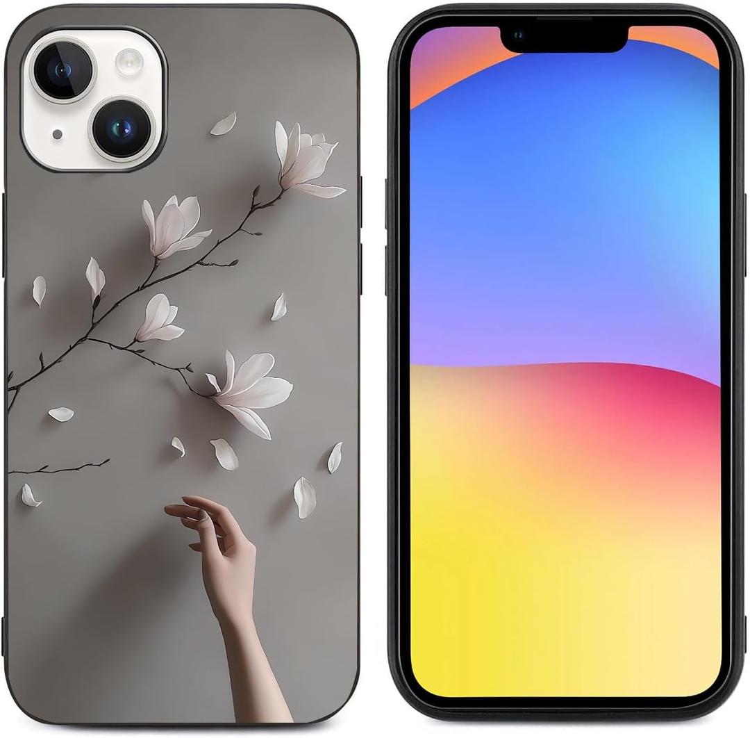 iPhone 15 Case with Design for Girls Women, Shockproof, Hand Picked Flowers Slip Resistant Slim Fit Protective Phone Case