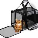 EXPAWLORER Large Cat Carrier Soft for Medium Cats Under 20,Airline Approved Pet Carrier for Cat with Top Entry and Zipper Closure,Soft Sided Cat Carrier Fit 2 Kitties Small Dogs Easy Storage (Black)