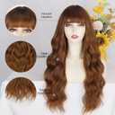 Lativ Auburn Wig with Bangs Long Wavy Ginger Wig Natural Looking Heat Resistant Synthetic Curly Full Wigs for Women Daily Use 26 Inches