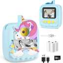 Kids Camera Instant Print, Christmas Birthday Gifts for Kids Age 3-8, 48MP &1080P Kids Camera with Print Paper, Portable Toy Instant Camera for Kids 3 4 5 6 7 8 9 10 Year Old Boys Gifts/Girl Gifts (Blue)