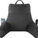 IPYNBAP Back Pillow for Bed Sitting up, Reading Pillow for Sitting in Bed Adult, Back Support Pillow, Memory Foam Sit up Lounge Backrest Pillow with Arms for TV, Couch, Chair, Dorm, 18 Inch, Grey