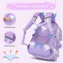 KEBEIXUAN Girls Backpack - 3PCS Cute Plaid School Bookbag Set for Ages 6-12 with Lunch Box & Pencil Case, Lightweight Multi-Pocket Daypack for Elementary, Travel (Purple)