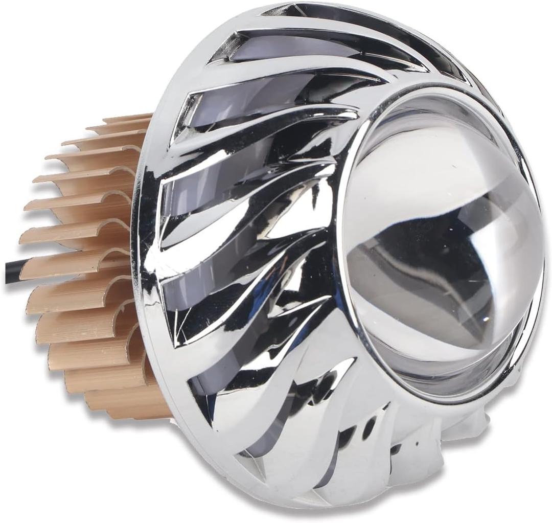 Keenso Motorcycle Lights, Hi/Low Beam LED Projector Headlight Dual Halo Lens Angel Devil Eye Spot Lights (Blue Halo Ring)