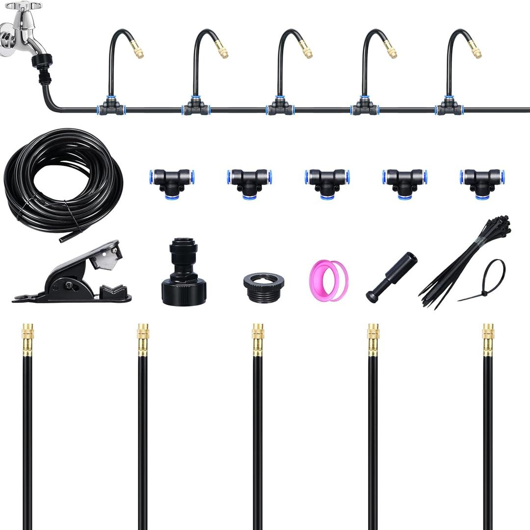 16FT Drip Irrigation System, 360 Adjustable Sprinkler Irrigation Kit, Plant Mister System for Garden Watering (16FT/5M)