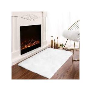 Latepis White Throw Rug 2x3 Small Furry Rugs for Bedroom Faux Rabbit Fur Rug Soft Washable Shag Bedside Fluffy Rugs for Living Room, Dorm, Nursey Chair Seat Cover Home Decor