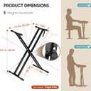 CAHAYA Adjustable Keyboard Stand 38.5in Double Braced X Style Digital Piano Stand with Locking Straps for 61 76 88 Keys CY0245