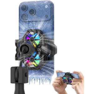darkFlash Dual Core Phone Cooler with Clip, Cell Phone Fan with Screw, Phone Cooling Fan for Gaming and Live Streaming, Phone Radiator with RGB Light, Compatible with iPhone/Samsung/Android (DK-GS)