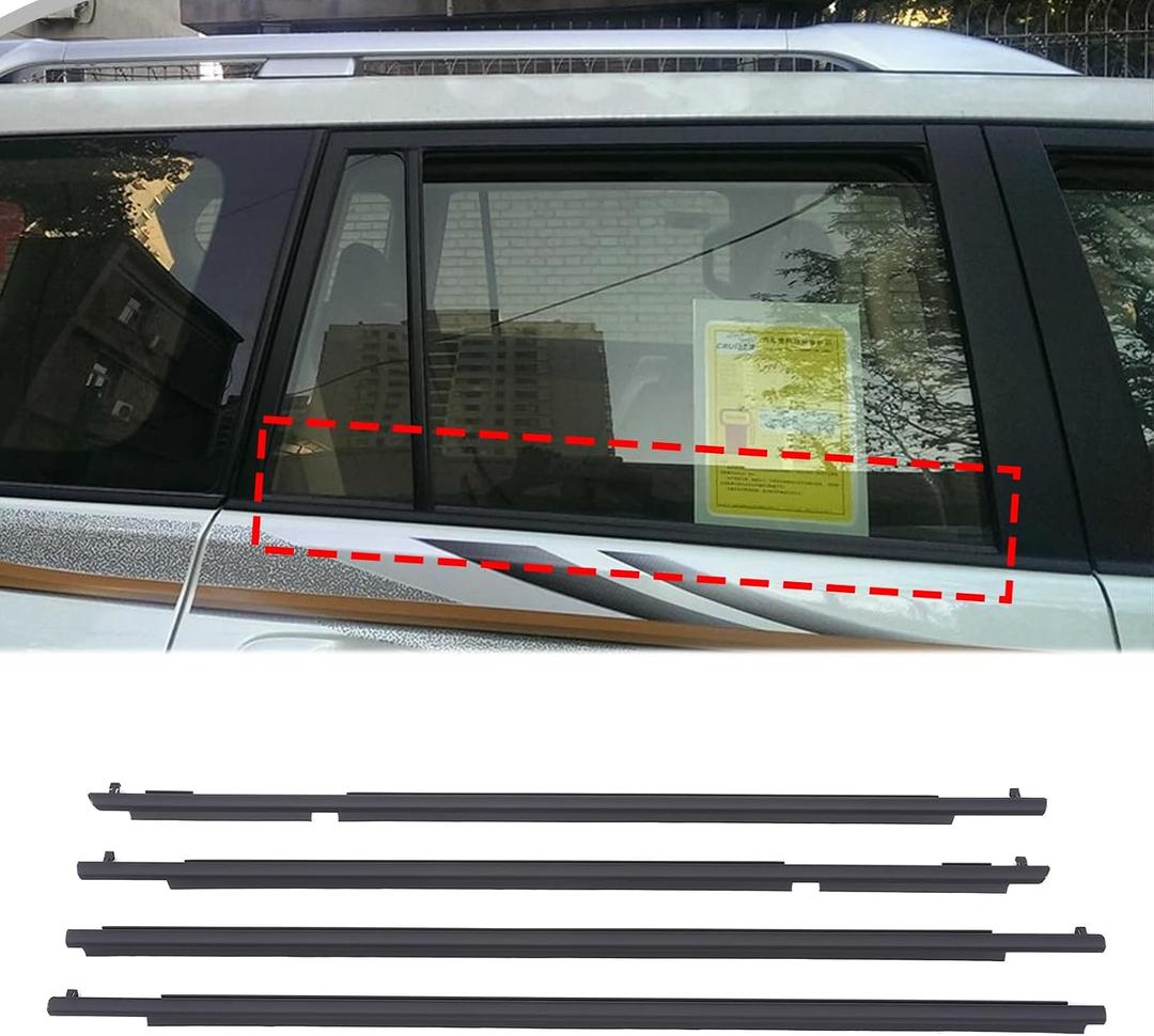 Car Door Window Weatherstrip Compatible with Toyota Land Cruiser Prado LC150 2010-2020,ABS Front and Rear Weatherstrip Outer Window Molding Trim Seal Replacement Kits Exterior Accessories