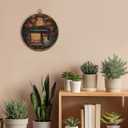 Sufamb Halloween Fall Ghost Round Wall Art Decor, Spooky Ghost Bookish Canvas Artwork Framed, Halloween Wall Hanging Prints Decorations for Bookshop Bookstore Reading Room Library Decor, 10x10 Inches