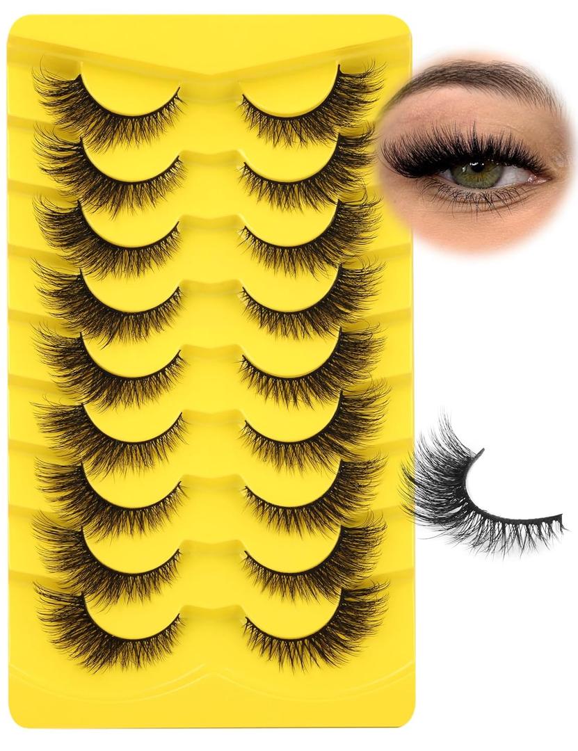 Natural Lashes Cat Eye False Eyelashes Wispy Mink Lashes that Look Like Extensions Fox Eye Lashes 9 Pairs by Zegaine