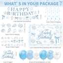 Seashell Party Decorations for Summer Beach Birthday Turned Pretty, Blue Bow Seashell Birthday Party Supplies, Plate, Cup, Napkin, Banner, Tablecloth, Topper, Swirl, Backdrop, Cutlery, Serve 24