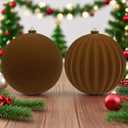 LANGXUN 2 Pcs 8 Inch Extra Large Velvet Christmas Ball Ornaments - Shatterproof Hanging Christmas Tree Decorations for Xmas Holiday Party Wedding Home Decor (Coffee Brown)