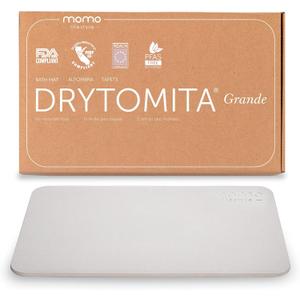 Momo Lifestyle Large Stone Bath Mat Drytomita Quick Drying Diatomaceous Earth, Ultra Absorbent (Linen Grey, Grande 32" X 20")