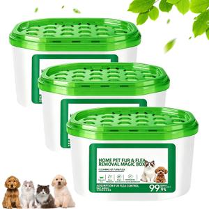 Home Pet Fur & Odor Removal Magic Box,360 All-Round Airborne Hair Collector, 400ml Pet Hair Removal Magic Box,Portable Odor Eliminator for Home Indoor Areas and Pet Activity Areas(3PCS)