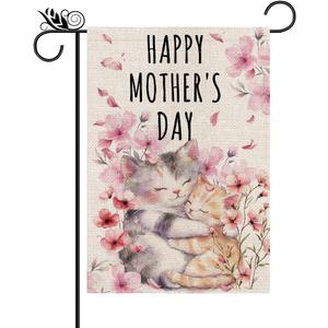 Mother's Day Garden Flag Cute Cats Vertical Double Sided Happy Pride Flag LGBT Lesbian Gay Transgender Pansexual Flag Farmhouse Yard Outdoor Lawn Decoration 12.5 x 18 Inch