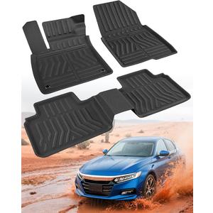 Car Floor Mats for Honda Accord: 2022 2021 2020 2019 2018, All Weather Accessories Rubber Floor Liners Custom Fit for Accord 10th Gen Gas & Hybrid Model Front Rear Carpet 5 Seat Sedan (3PCS, Black)