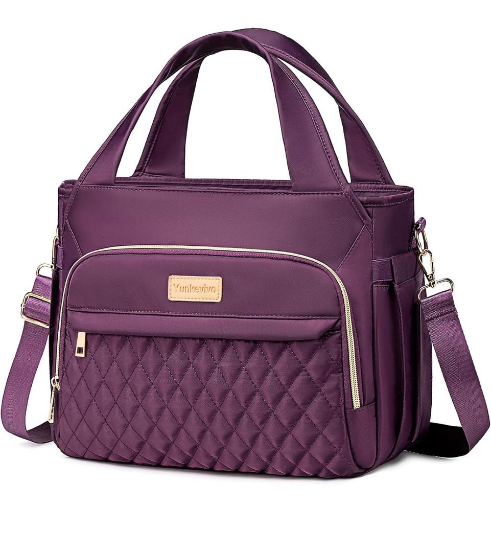 Yunkevivo Lunch Bag Lunch Box Women - Insulated Lunch Tote Bag for Women Men, Leakproof Large Womens Lunch Bags for Work, Lunch Cooler Bag for Adult with Side Pocket for Picnic, Hiking, Beach (Purple)