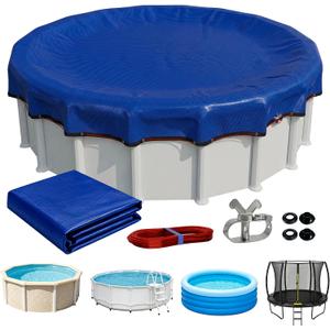 Ultra-Thick 28FT Pool Cover for Above Ground Pools, Easy Install Remove