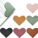 Leather Heart Bookmarks - Winjeto 5 Pieces Cute Corner Page Book Marks for Teachers Students Book Reading Lovers, for School Office Home Supplies (Heart6pcs)