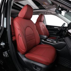 EKR Seat Covers for Cars Toyota Highlander 2014 2015 2016 2017 2018 2019,2nd Row Captain Chairs,Automotive Seat Cover,Waterproof Leather Car Seat Cover Full Set(Burgundy) (2014-2019 Highlander W/2nd Row Captain Chairs)