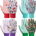 DOFOWORK Gardening Gloves - 4 Pair Garden Gloves for Women, Soft Womens Gardening Gloves Floral Cute Garden Gloves (Red)