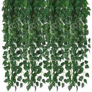 Kalolary Scindapsus Artificial Ivy Garland 84 Feet 12 Strands Leaves Vine Green Plants Garland Hanging Fake Plants Canvas Background Wedding Arch Wall Jungle Table Party Office Decoration (Scindapsus)