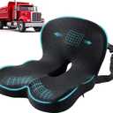 Ergonomic Seat Cushion with Adjustable Strap, Memory Foam Office Chair Seat Cushion with L-Shaped Design, Car Seat Cushion Fits for Truck Driver Semi Truck, Gaming Chair, Desk, Dark Gray